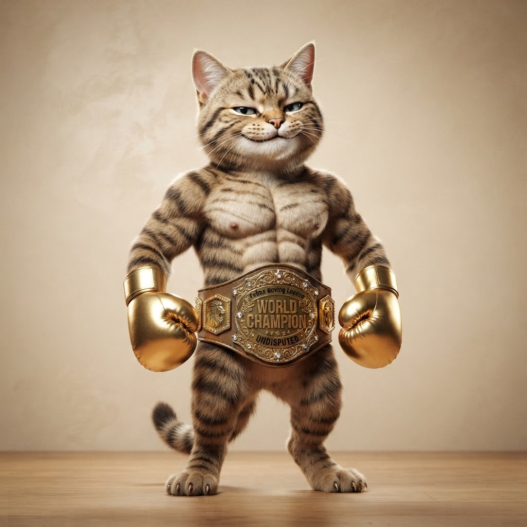 CHADCATE as a boxing champion with a gold belt