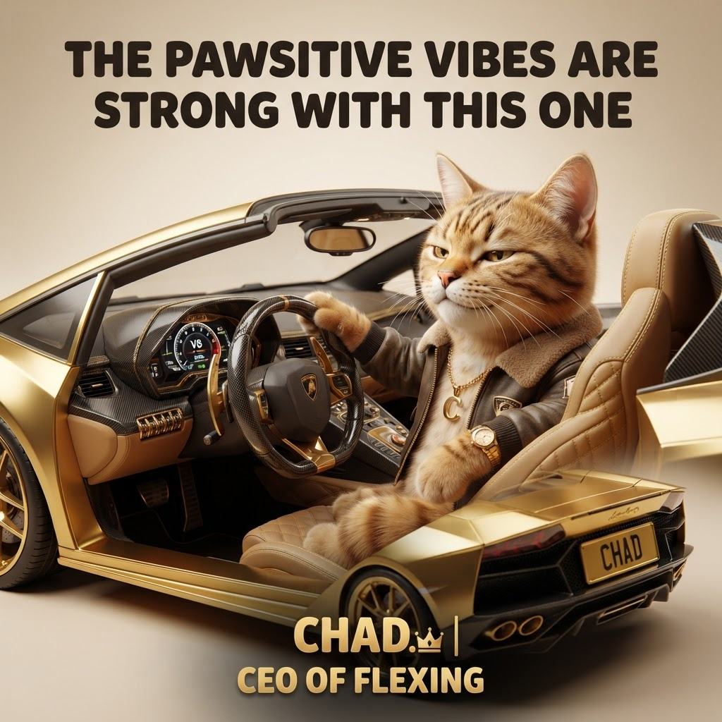CHADCATE driving a gold supercar